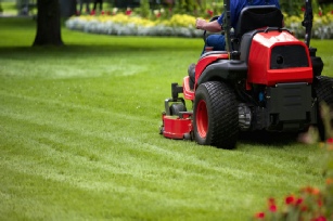 Gallery - fifth image shows manicured grass area with ride-on mower