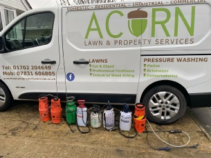 Acorn van with various small chemical cylinders showing