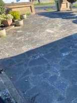 Dirty crazy-paved area ready to be jet washed