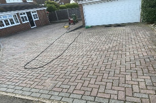Block paved area after it had been cleaned